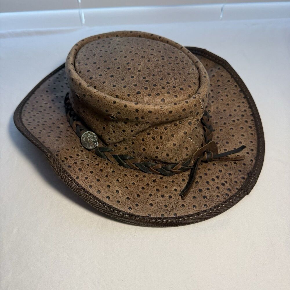 Barmah 1060 Foldaway Bronco Ostrich Leather Hat Size Large